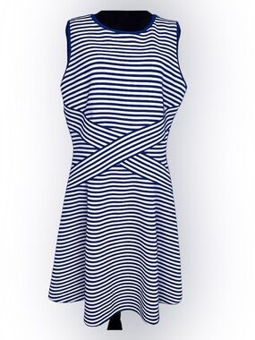 Trulli Dress Blue & White Extra Large Asymmetrical Stripes Sleeveless Pullover